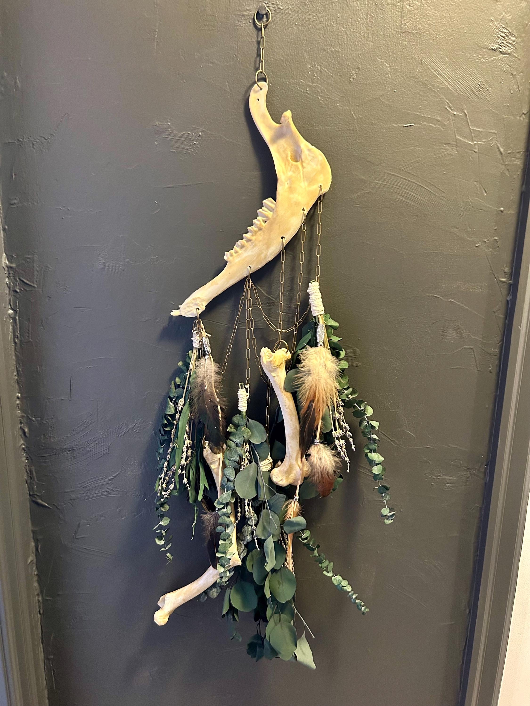 Handmade Bone & Botanical Wall Hanger