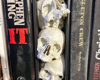 Gothic Stacked Skull Book Nook | Horror Shelf Insert, Dark Academia Decor