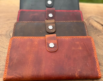 Personalised Leather Women's Wallet - Leather Engraved Purse - Handmade Travel Organiser - Christmas Gift for Her