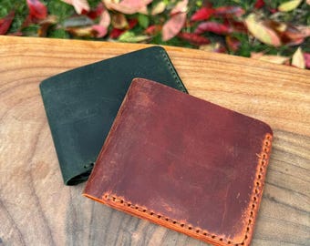 Engraved Leather Men&#39;s Wallet - Personalised Handmade Wallet for Men - Engraved Custom Birthday Gift for Him, Dad, Boyfriend, Classic Wallet