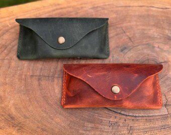 Leather Glasses Case – Personalised Eyeglass Cover – Custom Handmade Christmas Present for Him or Her