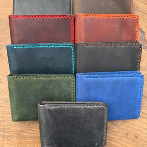 Portefeuille en cuir personnalisé pour homme - Portefeuille en cuir Crazy Horse fait main pour homme - Cadeau d'anniversaire pour lui - Cadeau pour la fête des pères - Cadeau pour papa