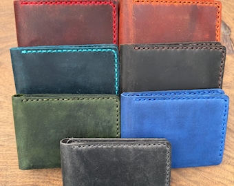 Personalised Leather Men&#39;s Wallet - Handmade Crazy Horse Leather Wallet for Men - Birthday Gift for Him -  Father&#39;s Day Gift - Gift for Dad