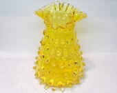 Vintage 1960 39 s Amber Glass Hobnail Vase