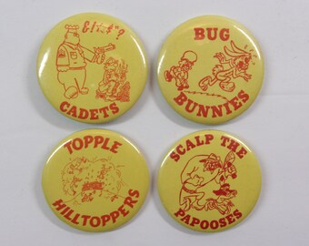Vintage 1960's  Stratford High School Pep Rally Pins/Buttons  Set Of 4