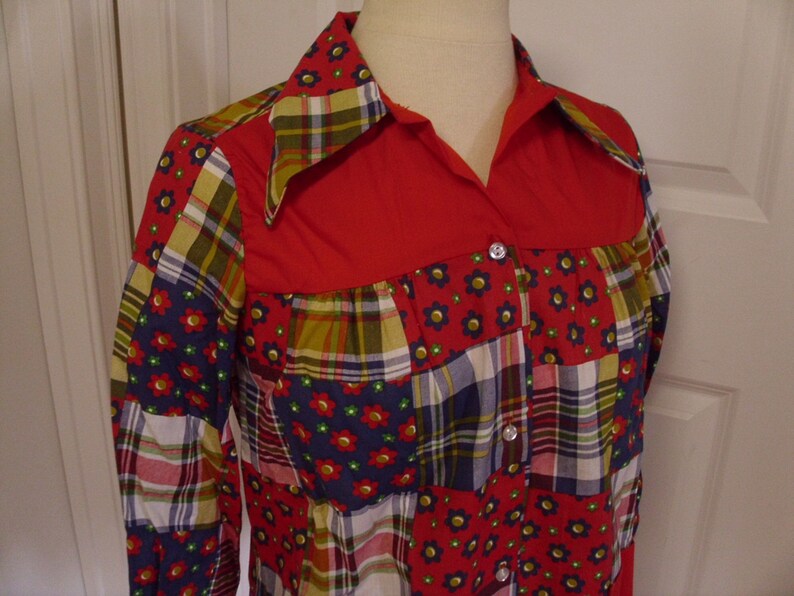 Vintage Plaid Patchwork Blouse