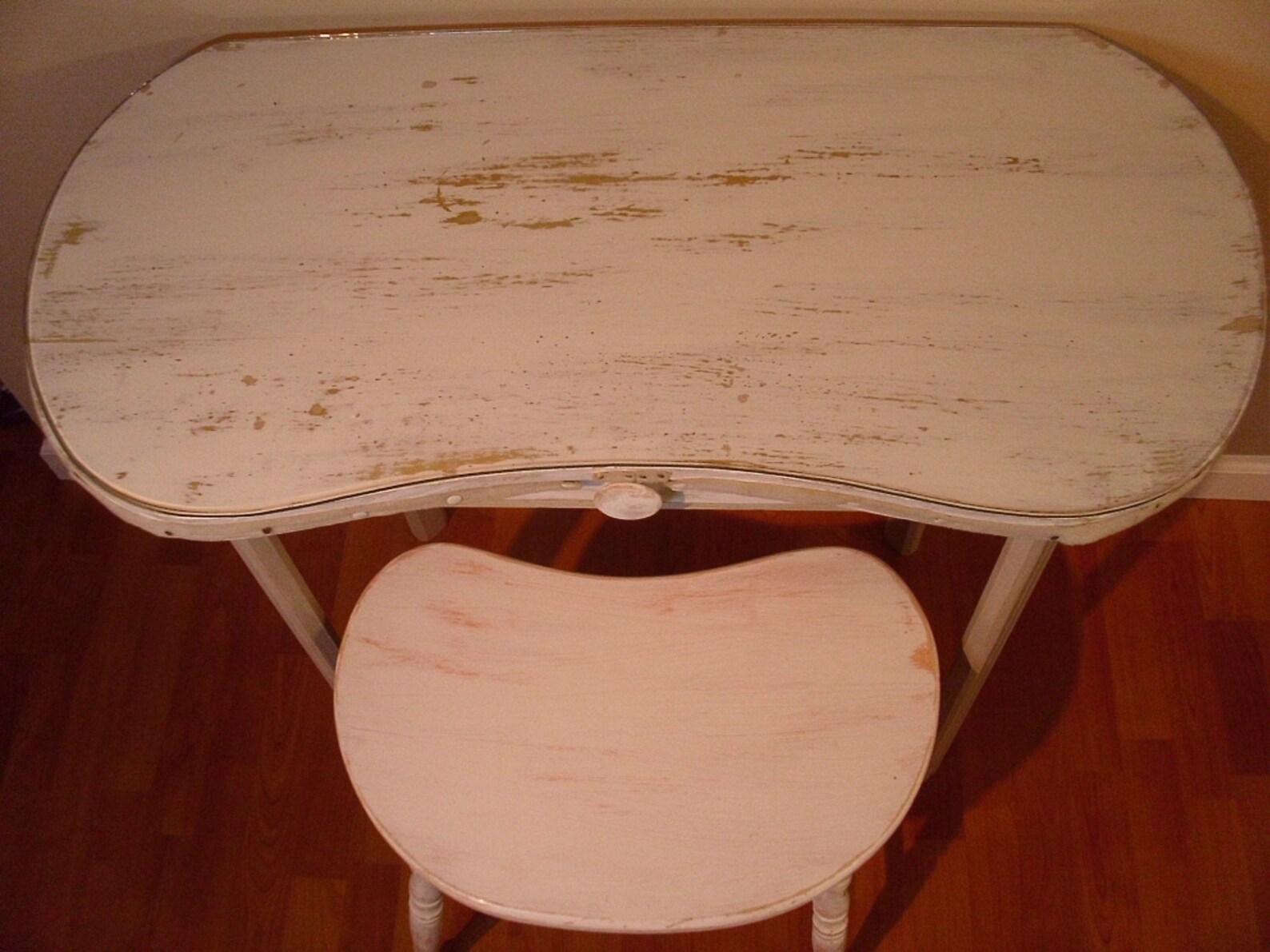 RESERVED Vintage Kidney Shaped Wooden Vanity w/Glass Top Piece Etsy