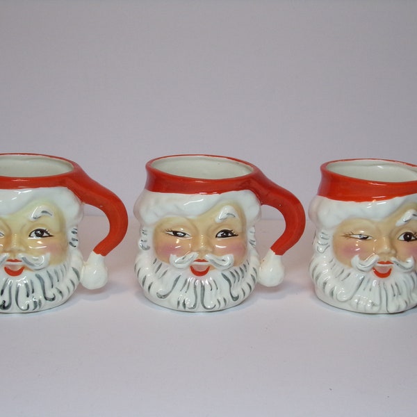 ON SALE Vintage 1950's  Napco Winking Santa Mugs   Set Of 3    KDx 244/TJ