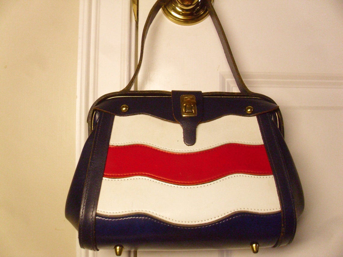 Vintage 1960's Burlington Handbag RedWhite & Blue Etsy
