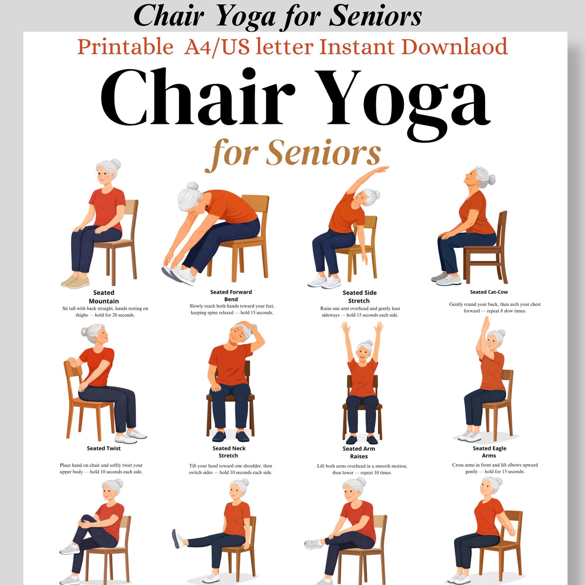 Yoga Sur Chaise Pour Seniors – Programme 30 Jours Débutants : Renforcement, Équilibre, Perte De Poids Et Souplesse