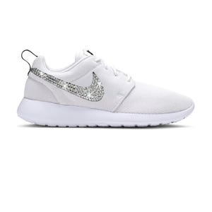 Custom White Nike Roshe with Swarovski Crystals – Bling Sneakers for Women – Luxury Rhinestone Shoes – Sparkly Wedding and Gift Shoes