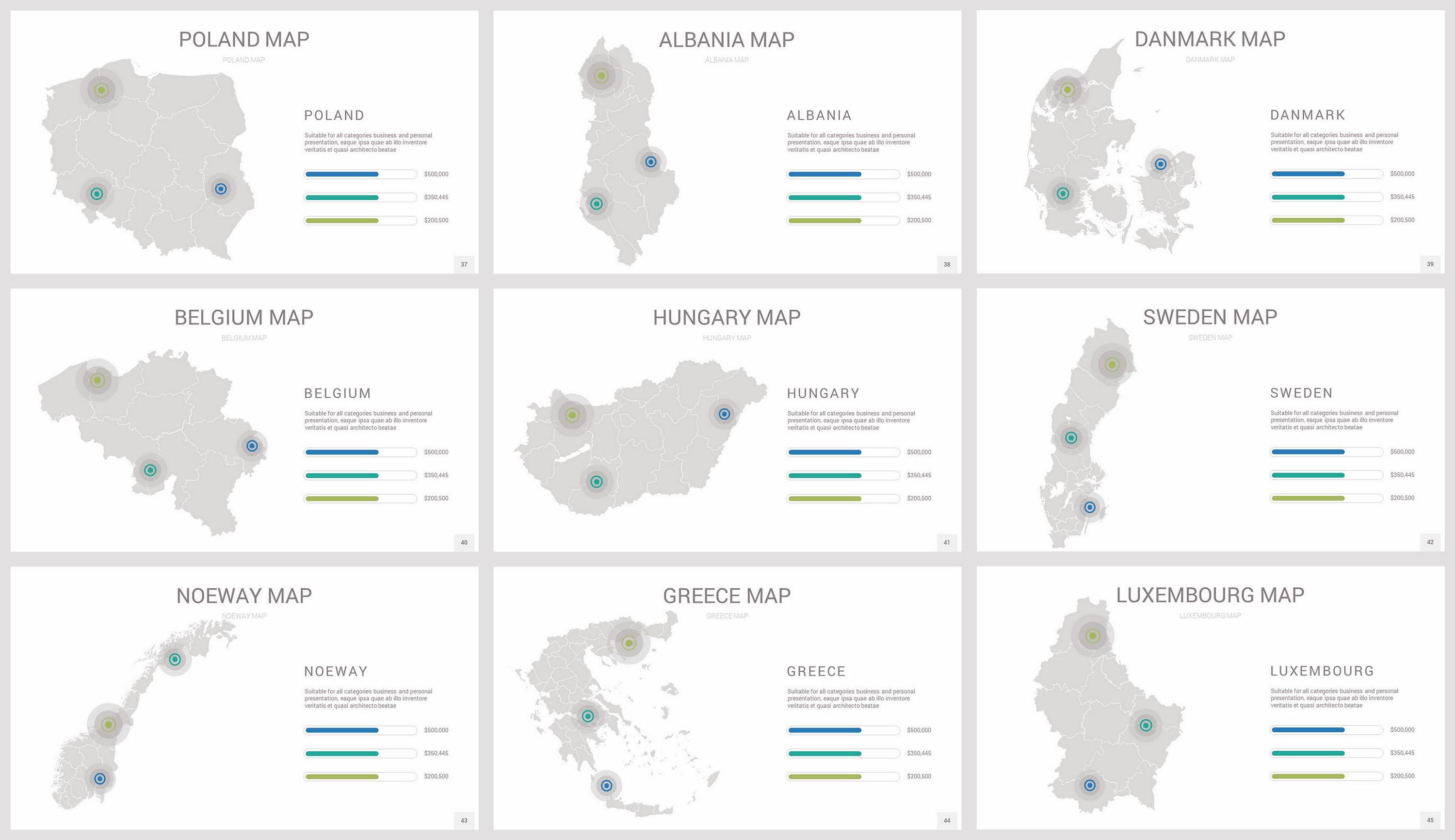 Custom Editable Map Powerpoint Template, World Map Powerpoint Fully ...