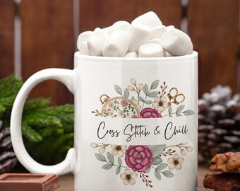 cross stitch mug, gift for crossstitcher, funny crossstitch mug, coffee cup cross stitcher, Christmas gift cross stitch, stitching mug