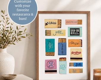 Chicago Restaurant Matchbox Art Print: Vintage-Inspired Design Featuring Local Chicago Favorites - CUSTOMIZABLE!