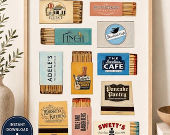 Nashville Restaurant Matchbox Digital Download: Design Featuring Favorite Tennessee Hotspots. Personal Souvenir or Gift.