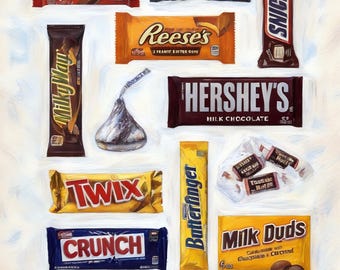 Chocolate Candy Art Print: Whimsical Kitchen, Nursery, Playroom Decor