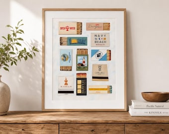 Montauk Restaurant Matchbox Digital Download: Design Featuring Favorite Hamptons Hotspots. Personal Souvenir or Gift.