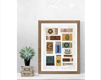 Custom Bozeman Brewery Print: Vintage Matchbox Art