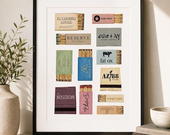 Scottsdale Matchbox Restaurant Art Print, Customizable City Souvenir
