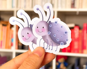 Karl the Beetle - Beetle Sticker Set (2 pieces) – cute, floral, vinyl, matte laminated, gift idea