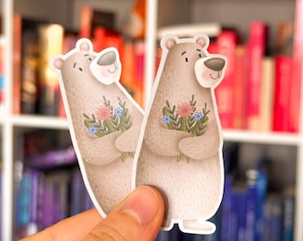 Basti the Bear - Bear Sticker Set (2 pieces) – cute, vinyl, matte laminated, laptop, planner, gift idea