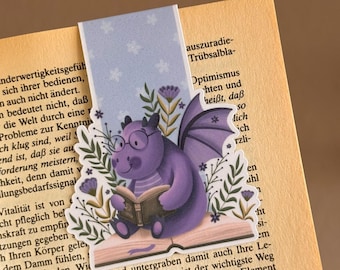 Magnetic bookmark “Lumo the Reading Dragon” – cute dragon bookmark for book lovers & fantasy fans
