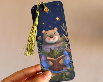 "Basti the Bear" bookmark - Cute bookmark with tassel, perfect as a gift for bookworms