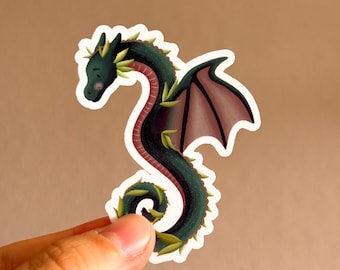 Sticker: "Darius the Dragon" – Dark Fantasy Vinyl Sticker, Dragon, Handmade, Romantic Fantasy