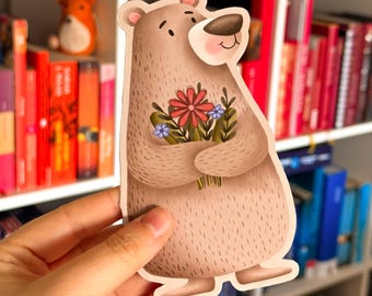 Postal "Basti el Oso" - linda tarjeta de felicitación con forma de oso que se abre, tamaño A6, idea para regalo, postal