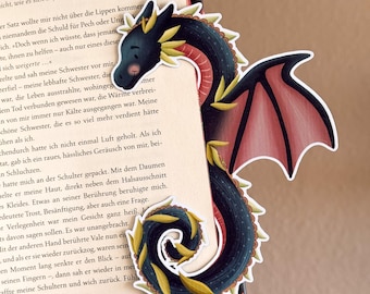 Dragon Bookmark "Darius the Dragon" – Fantasy Clip Bookmark, Dark Fantasy Bookmark, Handmade