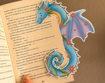 Lesezeichen „Dariella die Drachin“ – großes Clip-Lesezeichen, Fantasy, handgemacht, Geschenk für Leser