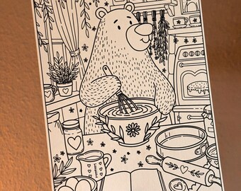 Basti the Bear coloring page – DIGITAL coloring page for instant download (PDF)