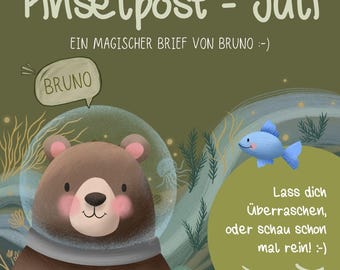Pinselpost JULI – Magischer Brief von Bruno | Print Club | A6 Print, Sticker, Sammelkarte & mehr | handillustriert von Pinselkomponistin