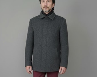 We present a pattern for a stylish men's pea coat, perfect for creating an elegant and practical look.