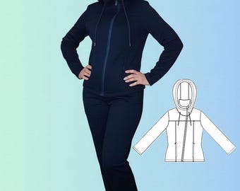 Sports Jacket Sewing Pattern: Semi-Fitted, Asymmetrical Zip (Digital Download)