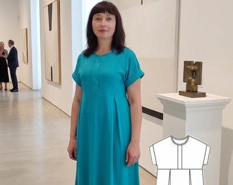 Midi Dress Pattern: A-Line Knit Summer Outfit (Sizes US 8-22)