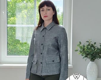 We present to your attention a pattern for a stylish women's linen jacket without lining.