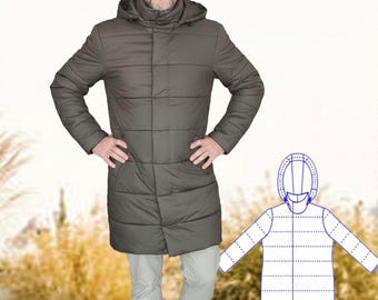 Men's Winter Jacket Sewing Pattern, Loose Fit (A4, Letter, A0, DXF)