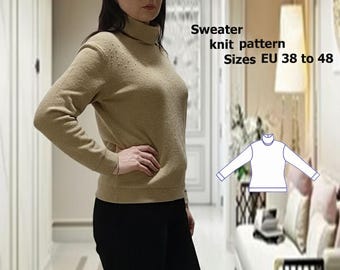 Angora Viscose Turtleneck Sweater Pattern, Six Sizes (PDF Pattern)