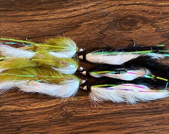 Premium Dolly Llama Fly- 6pack- Weighted Articulated Streamer for Trophy Trout/Steelhead/Salmon-with High Quality Hooks -Olive, Black-#2