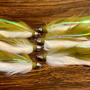 Dolly Llama Fly- 6pack- Weighted Articulated Streamer for Trophy Trout/Steelhead/Salmon- High Quality with Premium Hooks -Olive or Black-#2