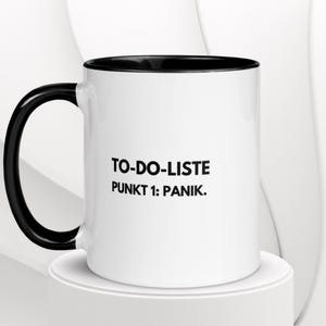 Funny office mug – “To-do list point 1: Panic” – gift for colleagues, work humor, friends – funny coffee mug overwhelm