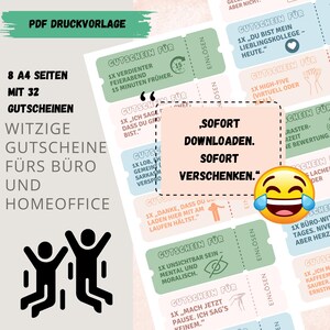Bons de bureau amusants – 32 dictons | Téléchargement PDF pour impression | Idée cadeau pour les employés et les collègues | Bureau à domicile | humour