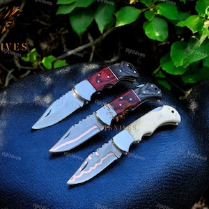 Copper Damascus Pocket Knife Handmade Anniversary Gift Copper Folding Knife Unique Gift