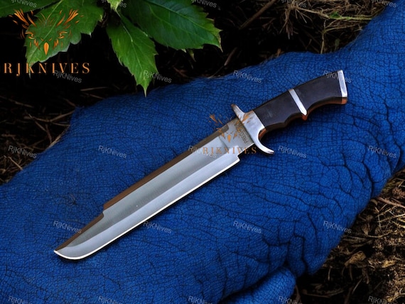 Handmade Predator Bowie Knife: 5160 Spring Steel Replica with Leather Sheath