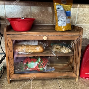Wooden Bread Box with Tempered Glass Door For Kitchen Countertop | Kitchen Decor | Bread Storage Box | Kitchen Organizer | Housewarming Gift