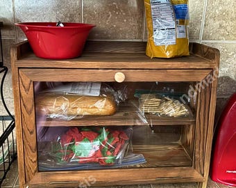 Wooden Bread Box with Tempered Glass Door For Kitchen Countertop | Kitchen Decor | Bread Storage Box | Kitchen Organizer | Housewarming Gift