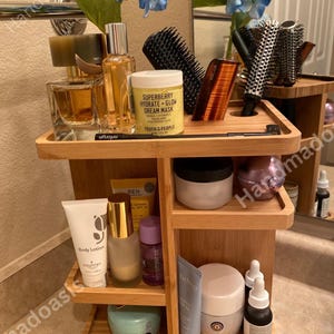 360 Rotating Cosmetic Storage Rack with Makeup Brush Holder | Cosmetic Organizer | Makeup Beauty Box | Bathroom Storage | Gift For Her