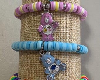 Care Bear Charm Heishi Clay Beaded Bracelet