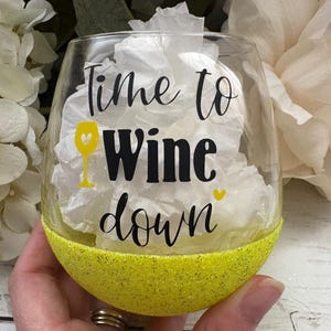 Glitter Wine Glass - Time to Wine Down